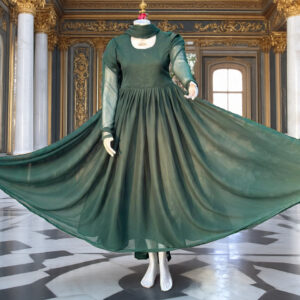 bottle green anarkali frock
