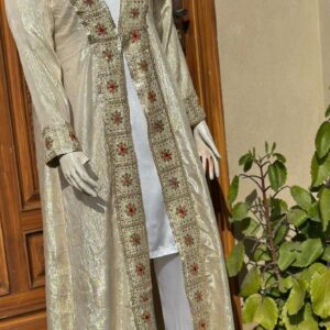off white and golden embroidery  gown