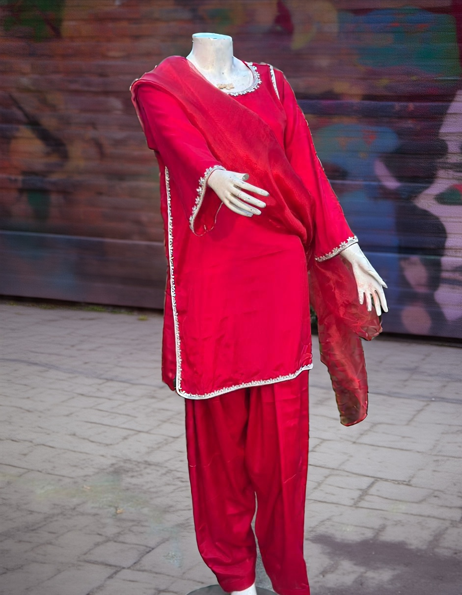 Red silk beautiful dress